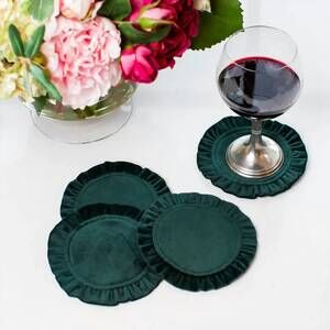 NEW ARTE ITALICA velvet coaster set in forest green